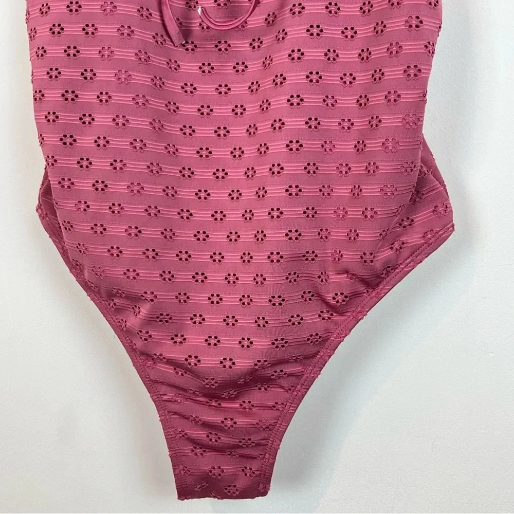 Xhilaration Mauve Eyelet One Piece Swimsuit Junior Medium M Cheeky Swim Bathing